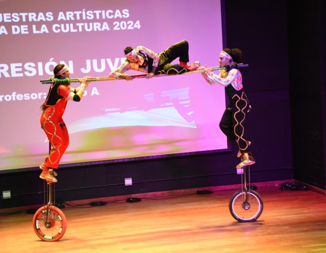 Imagen de los artistas de circo en escena